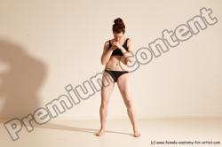 Underwear Martial art Woman White Moving poses Slim medium brown Dynamic poses Academic